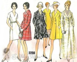 2256 69 PRINCESS SEAM EMPIRE DRESS COAT LENGTHS PATTERN 18 14